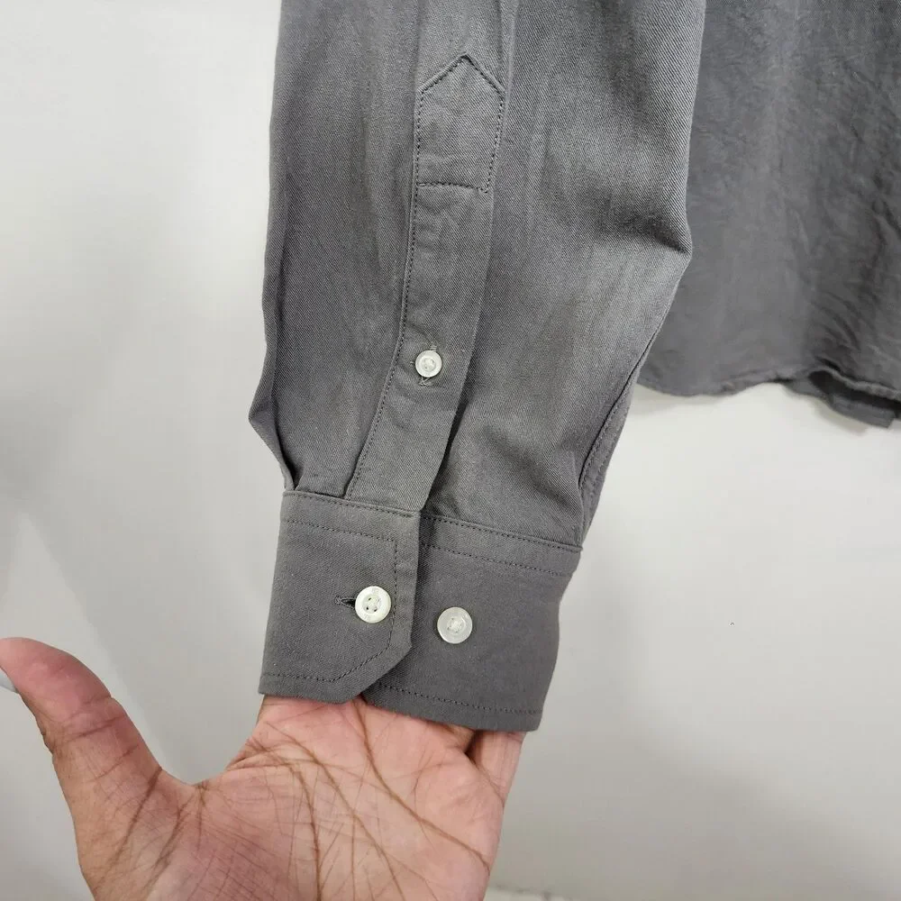 Banana Republic Untucked Slim Fit Shirt XL Long Sleeve Gray Cotton Button-up
